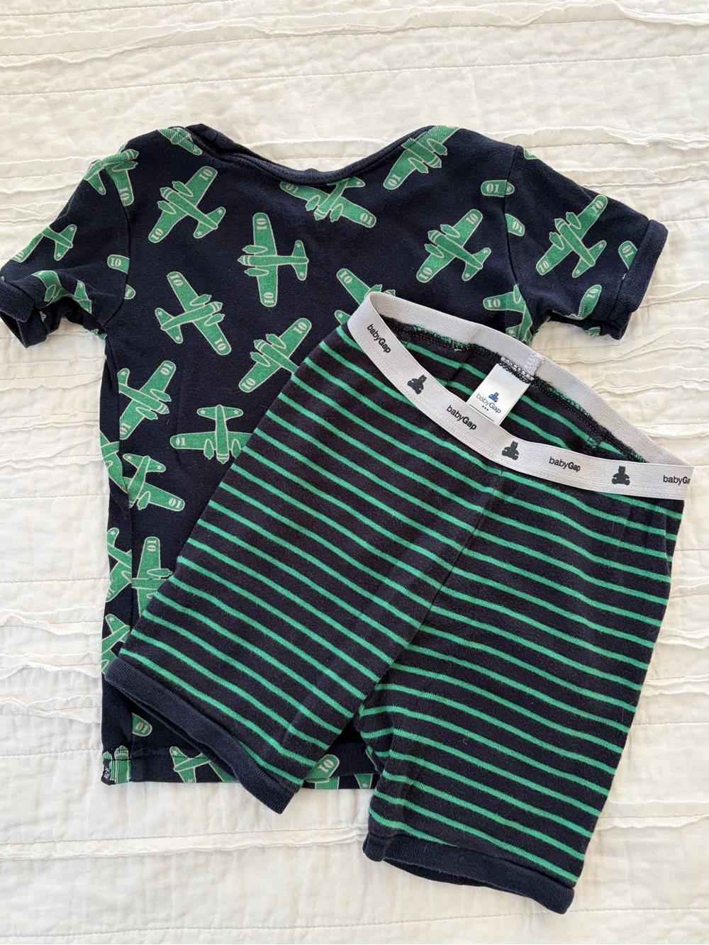 GAP Navy & Green Airplane Print Short Pajama Set